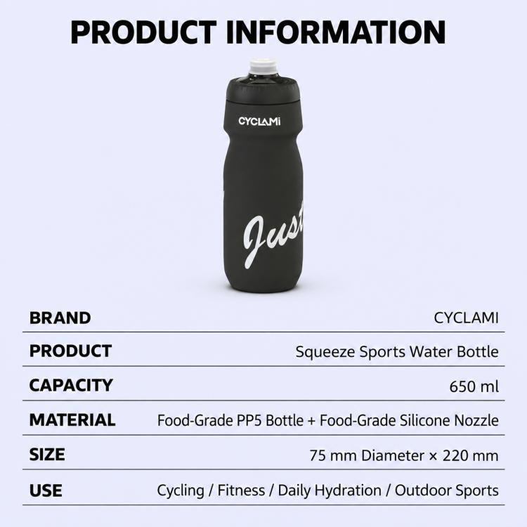 CYCLAMi 650ml Portable Squeeze Water Bottle for Outdoor Cycling