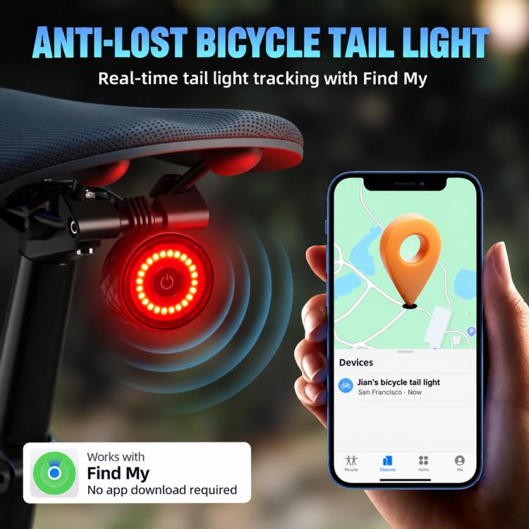 CYCLAMi T08 Smart Brake Sensing Bike Tail Light with Positioning Function, T08
