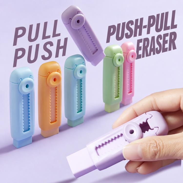Macaron-Style Sliding Eraser with Refillable Soft Eraser