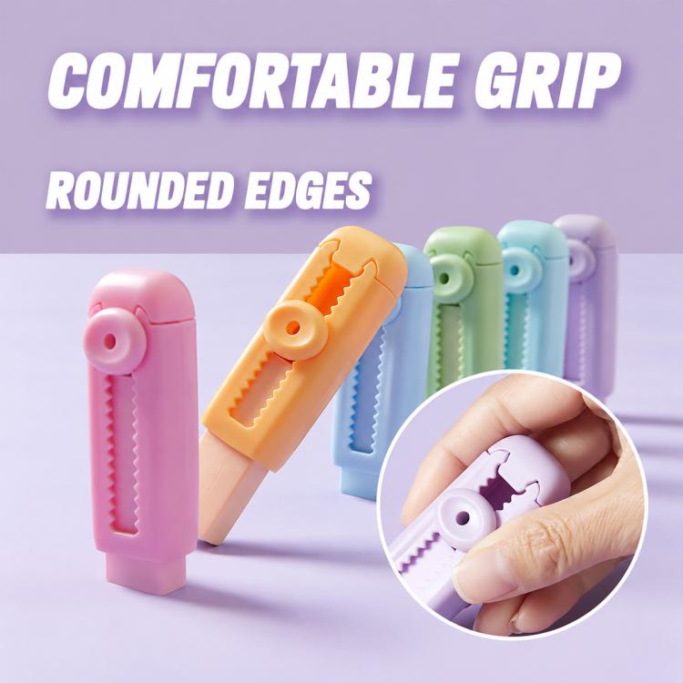 Macaron-Style Sliding Eraser with Refillable Soft Eraser
