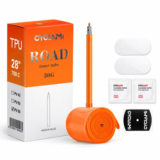 CYCLAMi Ultra Light Bicycle TPU Inner Tube, 30g-Road-PV45mm, 30g-Road-PV65mm, 30g-Road-PV85mm, 46g-Gravel-PV45mm, 46g-Gravel-PV65mm