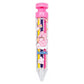 Pink retractable click crayon with clear barrel and colored leads inside, rabbit design