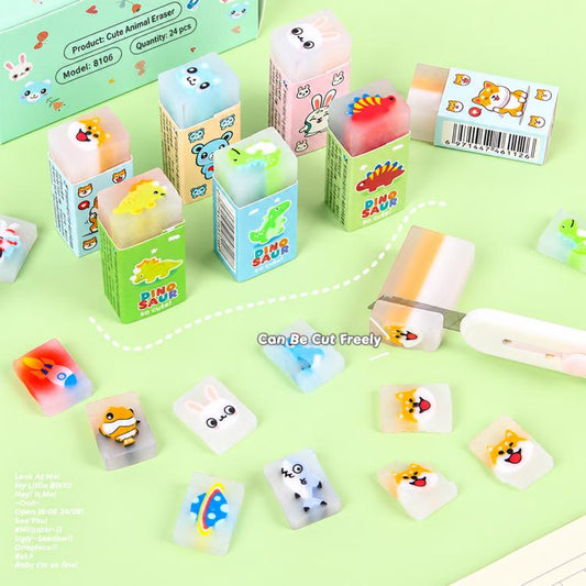 10 PCS/Pack Kids Cartoon Erasers, Creative Sandwich Erasers, Student Stationery Supplies