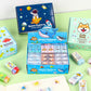 Kids cartoon eraser series display with space and ocean themed mini blocks