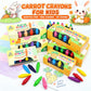 Kids crayon set with multiple boxed color packs and loose carrot-shaped crayons