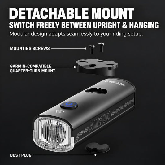 CYCLAMi AI1200 Waterproof Bicycle Front Light Bright Flashlight for Night Riding, AI1200
