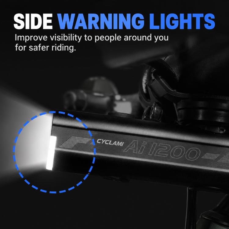 CYCLAMi AI1200 Waterproof Bicycle Front Light Bright Flashlight for Night Riding, AI1200
