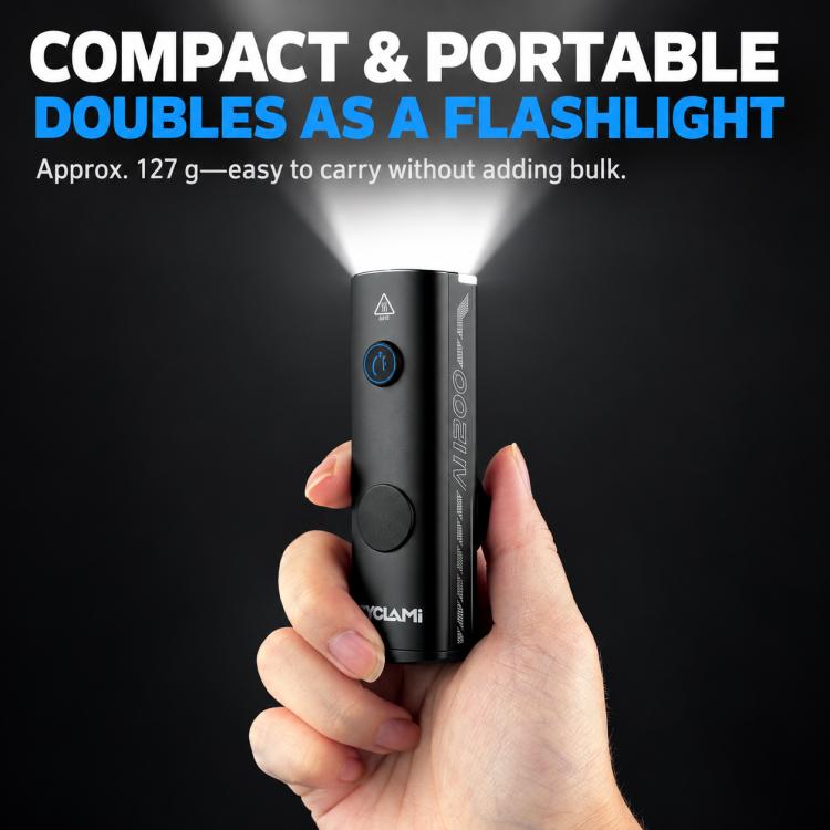 CYCLAMi AI1200 Waterproof Bicycle Front Light Bright Flashlight for Night Riding, AI1200