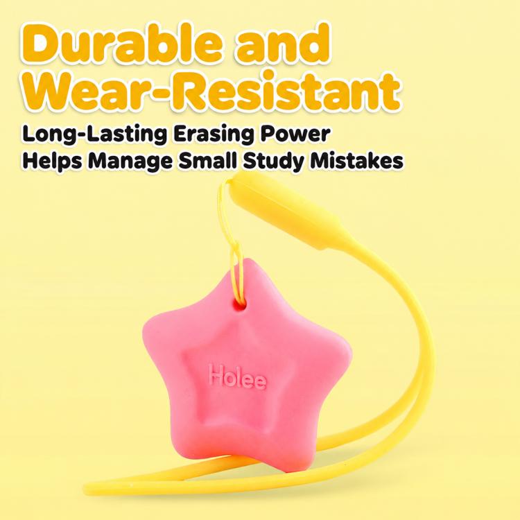 Holee Y-1021 4 PCS/Box  Anti-Loss Design Star-Shaped Erasers with Lanyard
