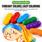 Pea-shaped crayons with vibrant colors, including yellow, red, blue, green, purple, orange