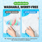Pea-shaped washable oil pastel crayons packaging, before/after washing hands