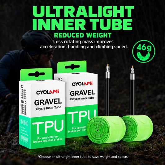 CYCLAMi Ultralight TPU Inner Tube for Gravel Bikes, 46g-FV45mm, 46g-FV65mm