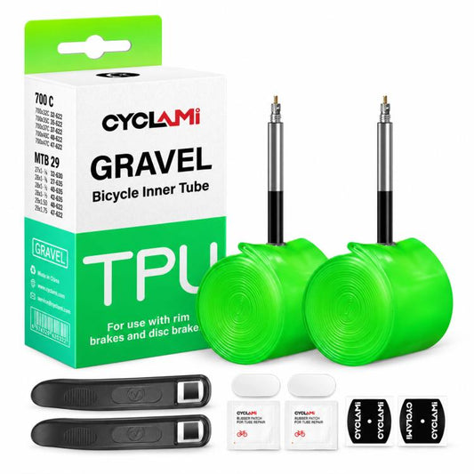 CYCLAMi 2 PCS/Box Ultralight TPU Inner Tube for Gravel Bikes, 46g-FV45mm, 46g-FV65mm