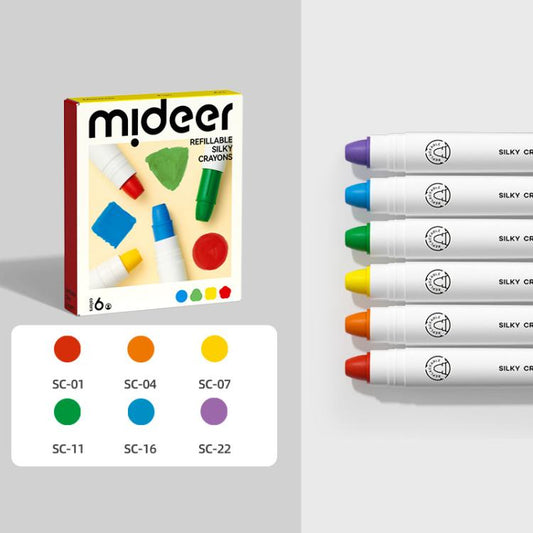 mideer Silky Smooth Replaceable Crayons Children Washable Color Crayons Oil Pastels, 6 Colors / Box, 12 Colors / Barrel, 24 Colors / Barrel, 36 Colors / Barrel, Replacable Pen Refill