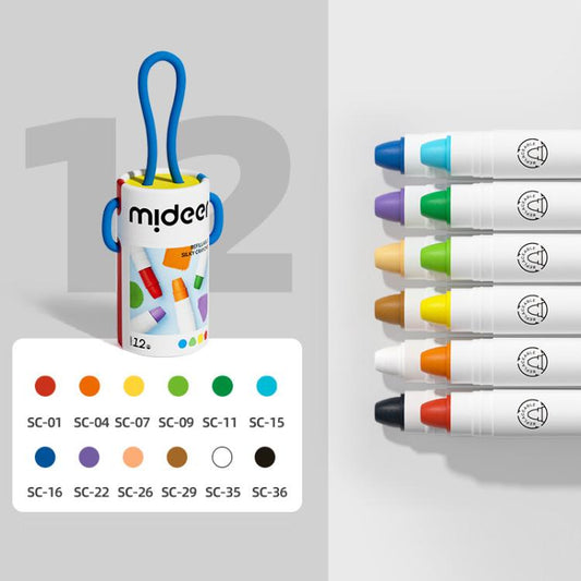 mideer Silky Smooth Replaceable Crayons Children Washable Color Crayons Oil Pastels, 6 Colors / Box, 12 Colors / Barrel, 24 Colors / Barrel, 36 Colors / Barrel, Replacable Pen Refill