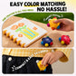 Children pocket crayon set, yellow and blue crayon figures held near a sketchbook