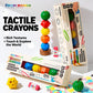 Tactile crayons box with colorful textured crayon shapes and a small crayon pack