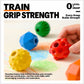 Textured tactile crayons in red, green, yellow, and blue with a child's grip