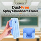Blue dust-free spray chalkboard eraser with removable microfiber pad and open storage holder