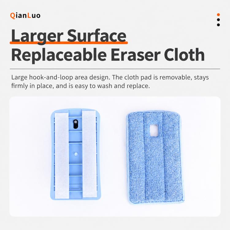 Blue replaceable microfiber eraser cloth pad, hook-and-loop backing shown