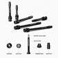 Tubeless Presta valve extender set with cap, washer, lock nut, rubber base, valve stem