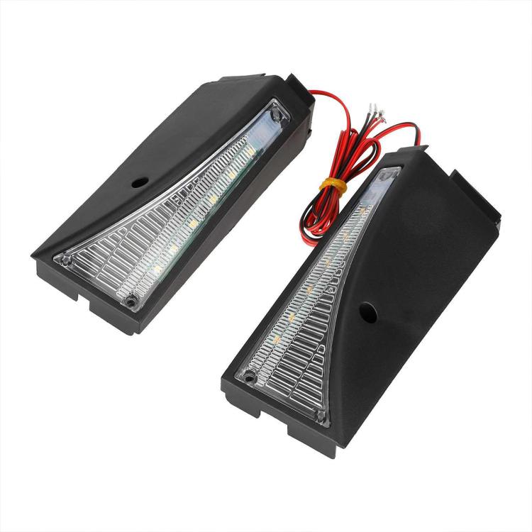 Pair of black LED turn signal side light housings with clear strip lens