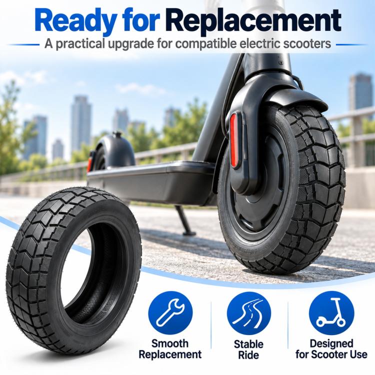 Universal off-road scooter tire replacement, black tubeless with deep tread