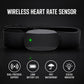 XOSS wireless heart-rate chest strap with transmitter module and glowing green LED.