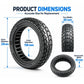 Black solid honeycomb scooter tire, with inset view of another tire side.