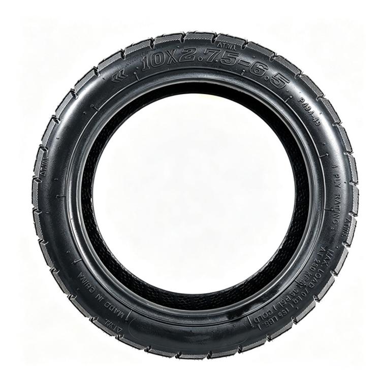 Black 10 x 2.75-6.5 off-road vacuum tire, standalone view