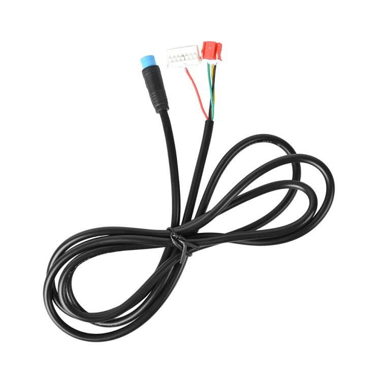 Black electric scooter controller cable with blue circular connector and multi-wire end plugs
