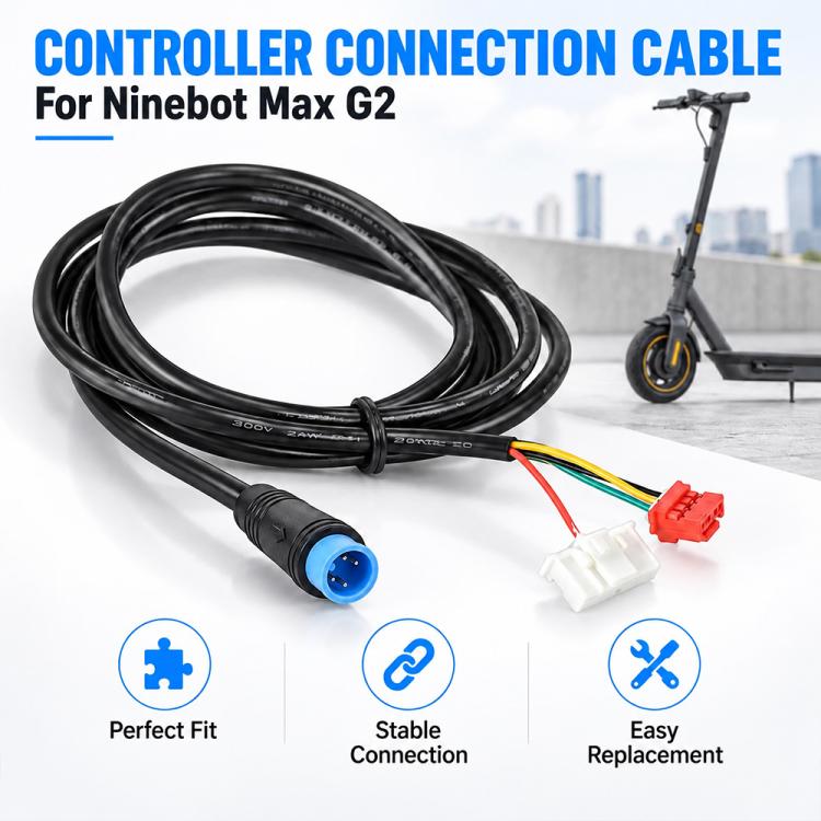 Electric scooter controller connection cable bundle with blue round plug and red terminal connector
