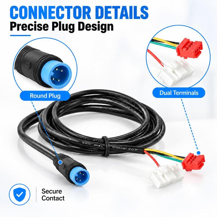 Electric scooter controller cable showing blue round plug and dual white/red terminal connectors