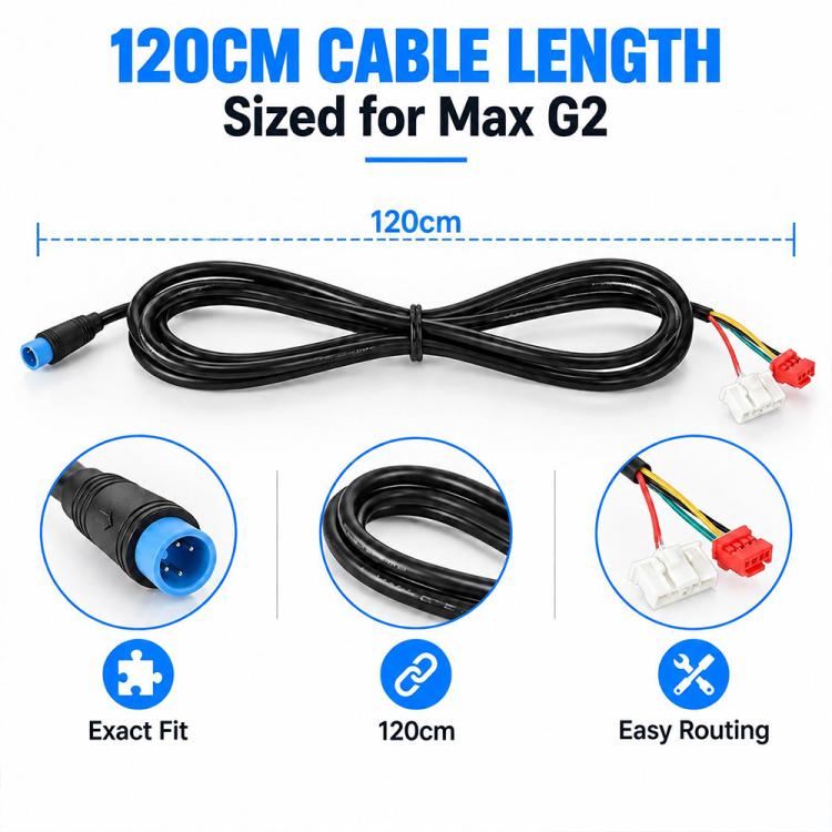 120cm electric scooter controller connection cable with blue circular connector and wire terminals