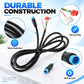 Black controller cable with blue connector and red multi-wire plug, durable sheath