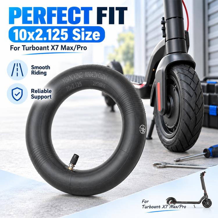 Black 10x2.125 electric scooter inner tube with straight valve, inflatable ring