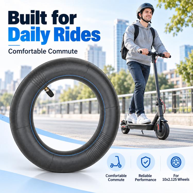 Black 10-inch electric scooter inner tube with straight valve for daily commuting