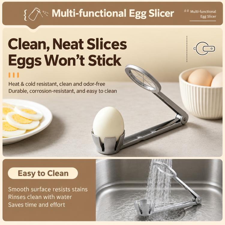 LsCook Kitchen Multi-Functional Aluminum Alloy Egg Cutter Egg Slicer