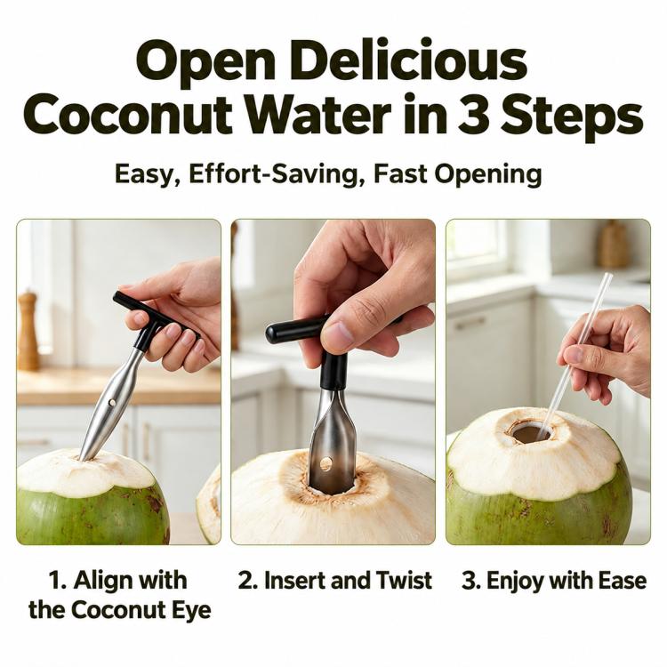 LsCook 430 Stainless Steel Coconut Opener Coconut Shell Opening