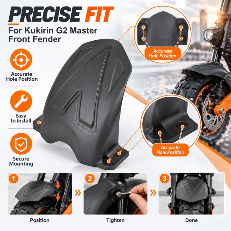 Black front fender with accurate hole positions and molded one-piece design