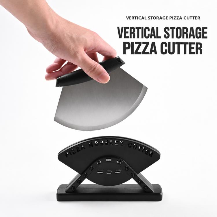 LsCook Stainless Steel Pizza Cutter Curved Blade with Stand Base