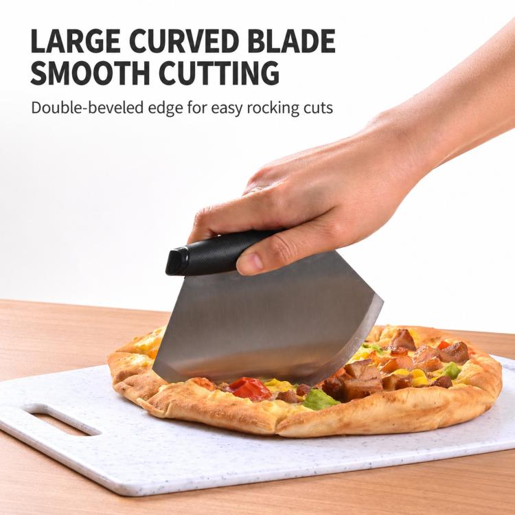 LsCook Stainless Steel Pizza Cutter Curved Blade with Stand Base