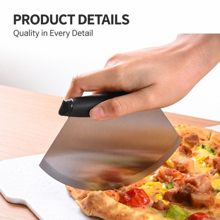 LsCook Stainless Steel Pizza Cutter Curved Blade with Stand Base