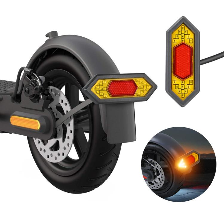 Electric scooter turn signal and brake light module with red lens and yellow frame
