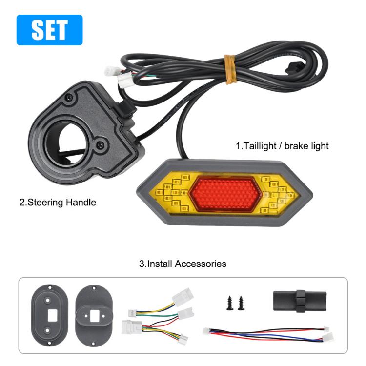 Scooter turn signal kit includes tail light, handle control, and wiring harness