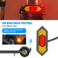 Rear turn signal and brake light showing red illuminated lens on scooter