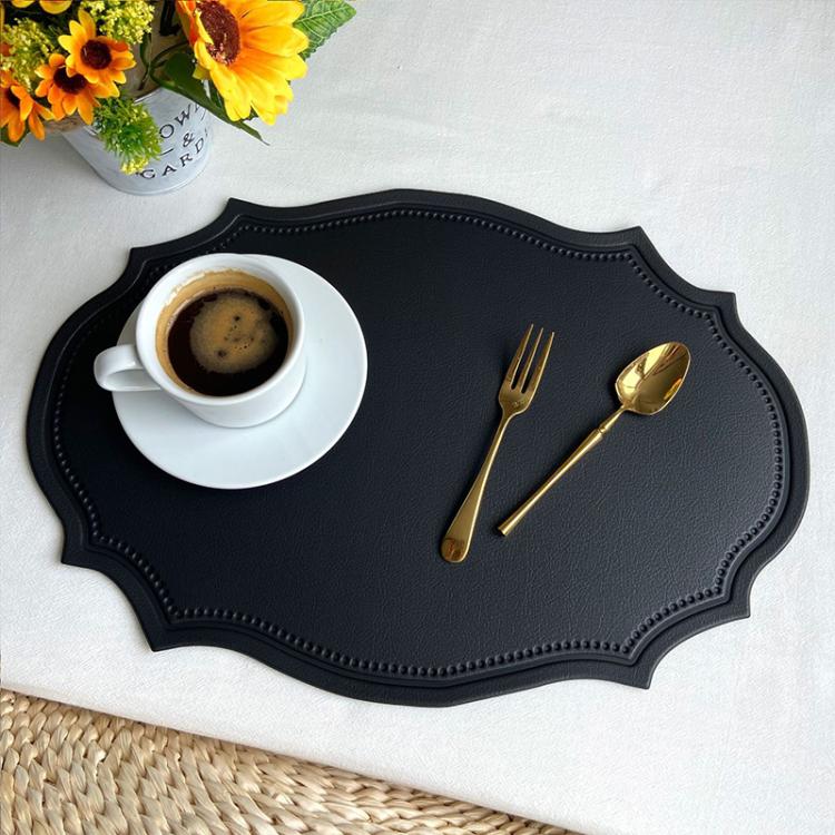 Retro PVC Heat-insulating  Home Use Table Mat, Rectangle Burgundy, Rectangle Pink, Rectangle Grey, Rectangle Beige, Rectangle Light Blue, Rectangle Green, Rectangle Black, Rectangle Coffee, Rectangle Orange, Irregular Shape Pink, Irregular Shape Grey  ...