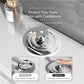Silver flower-shaped toilet flush button pusher with center hole and pedestal base