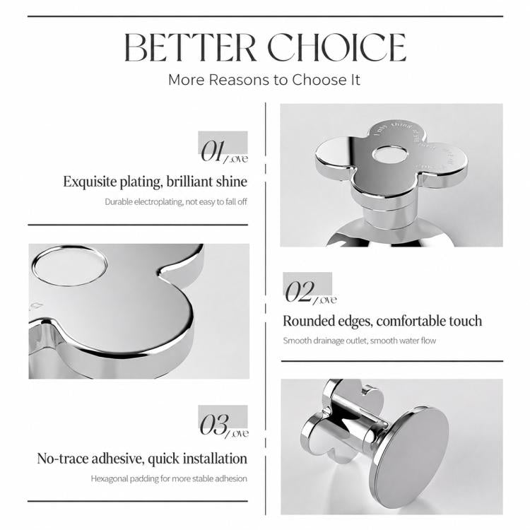 Flower-shaped silver toilet flush button pusher with smooth chrome finish