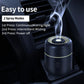 Black car humidifier and air freshener with glowing top ring and power button